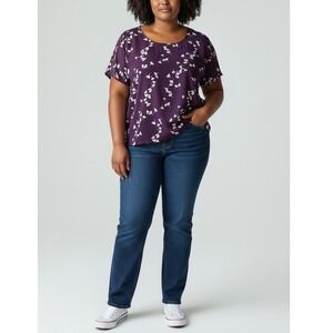 Torrid Abbey Purple Georgette Button Back Blouse Plus Size 00 M/L Modest